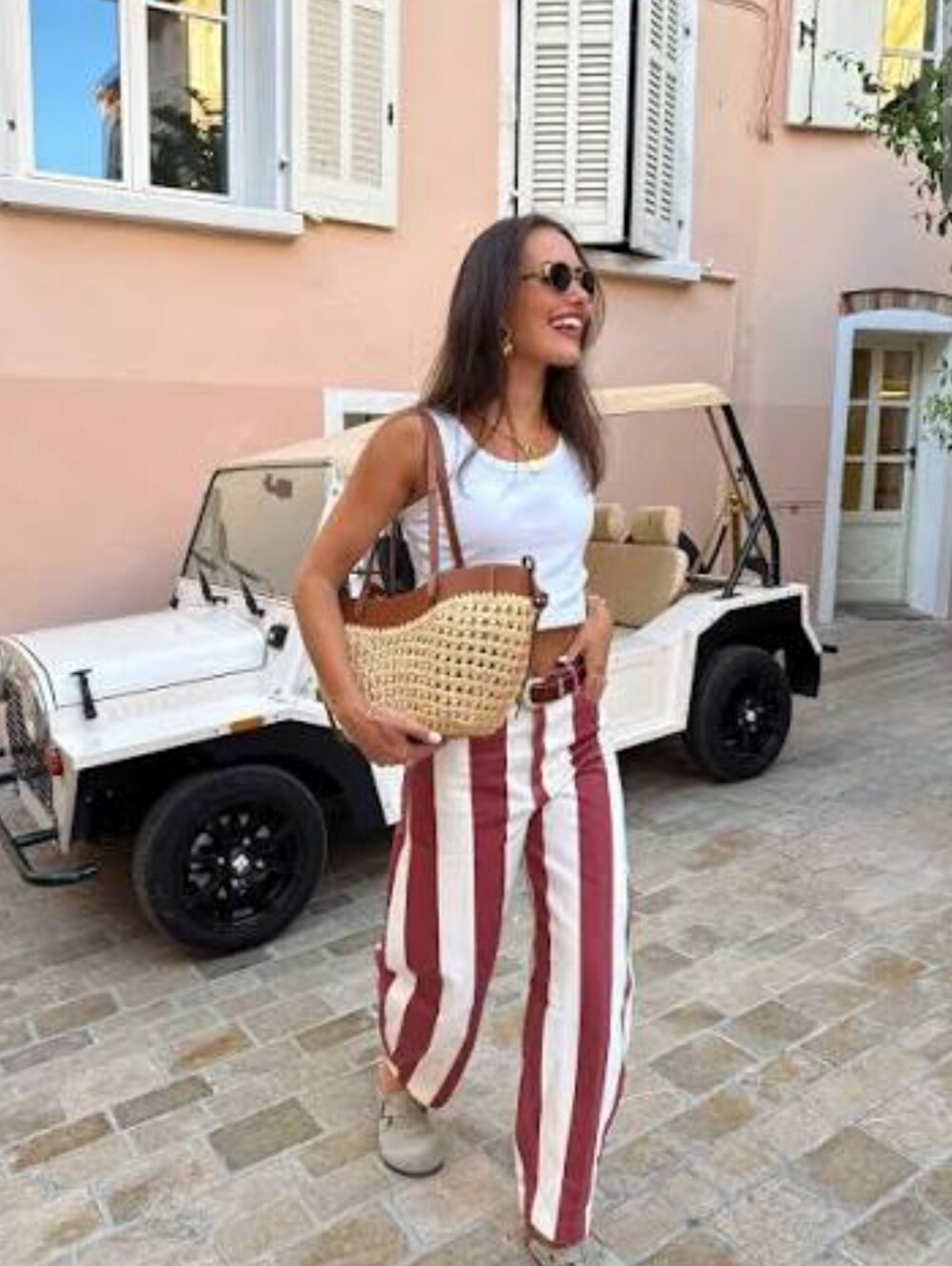 ZARA ZW COLLECTION HIGH WAIST STRIPED TAPERED JEANS